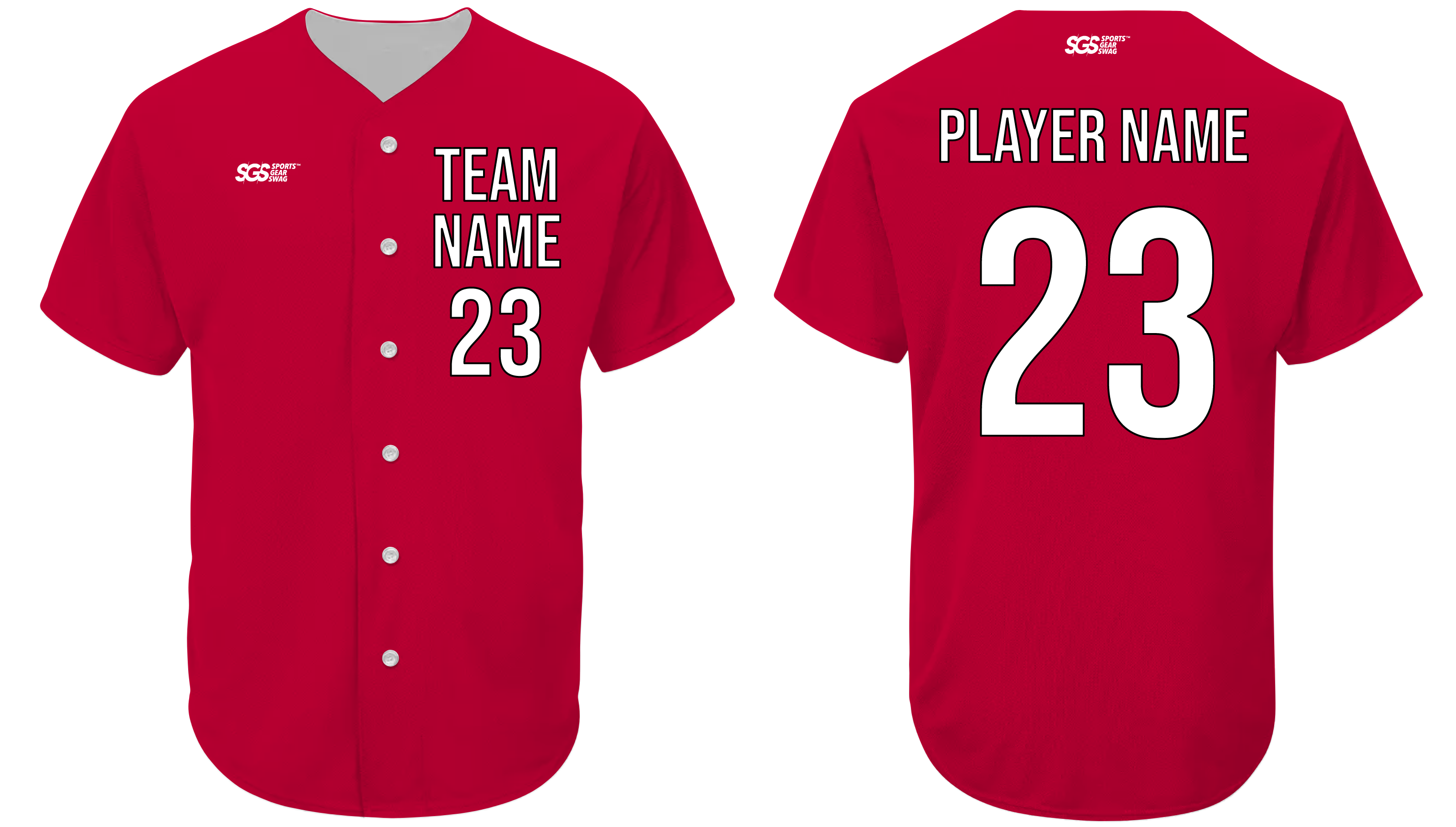 Custom rouge red adult youth unisex full buttons baseball jersey - Jersey