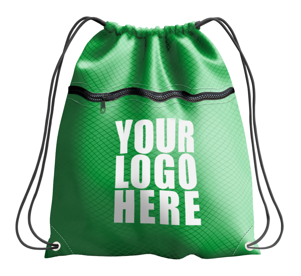 Green  drawstring bag with zipper - Drawstring-bag