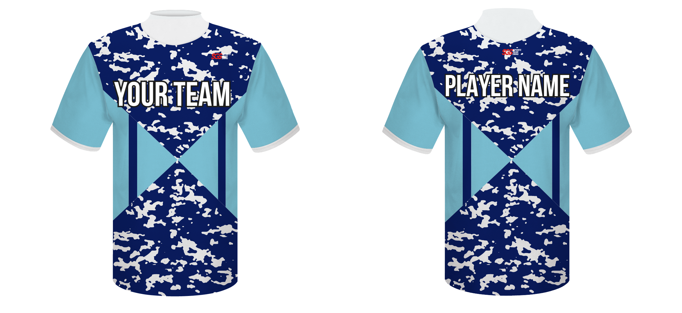 Custom blue nightfall camo adult youth unisex cheerleading short sleeve turtleneck jersey - Jersey