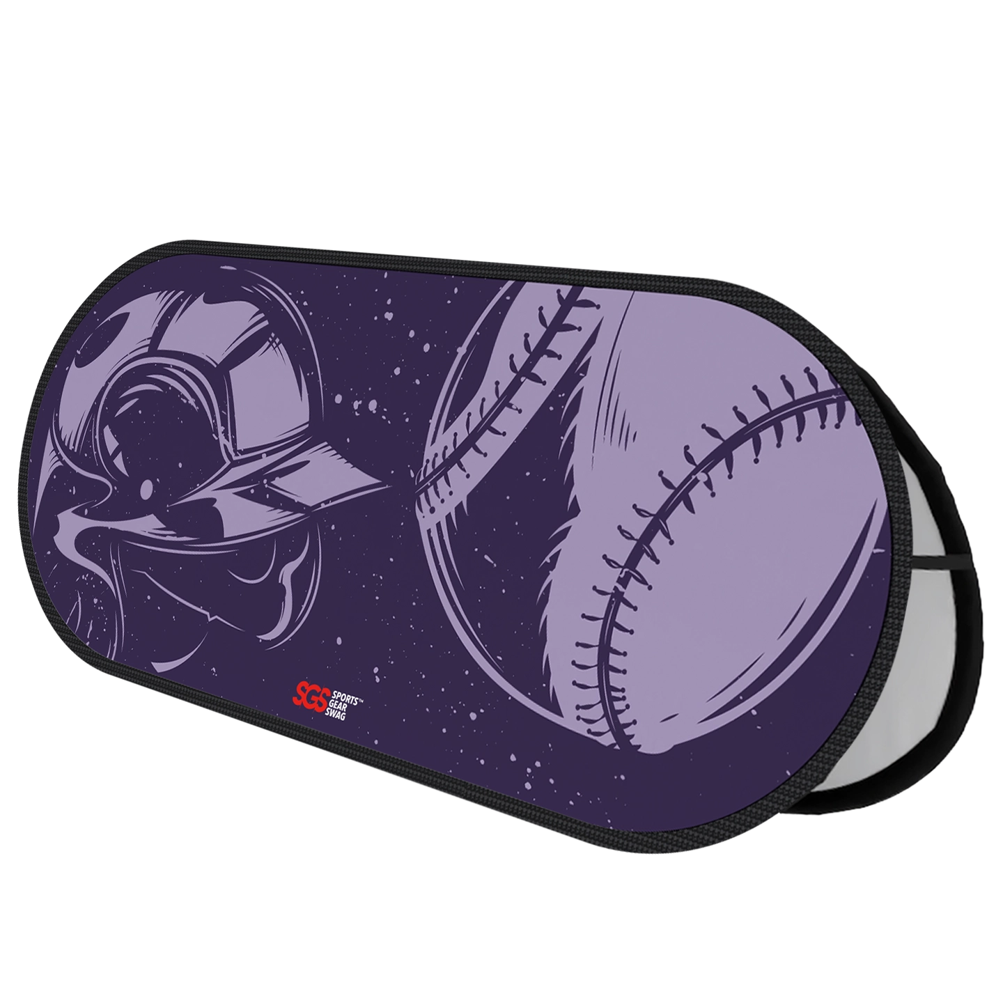 Custom popup banner baseball helmet purple horizontal - Popup-banners