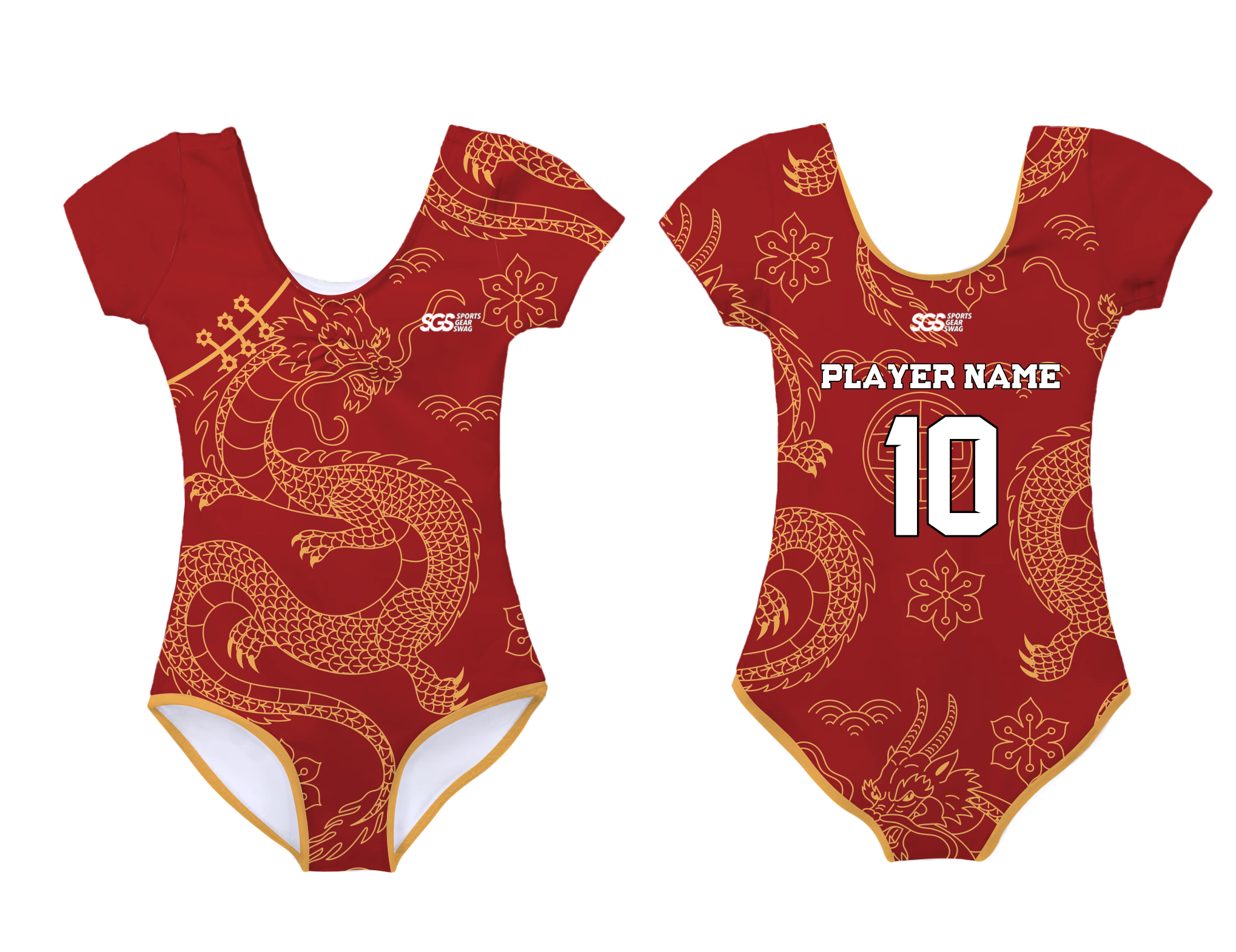 Custom short sleeve  gymnastic uniform adult youth majestic dragon - Gymnastics-uniforms
