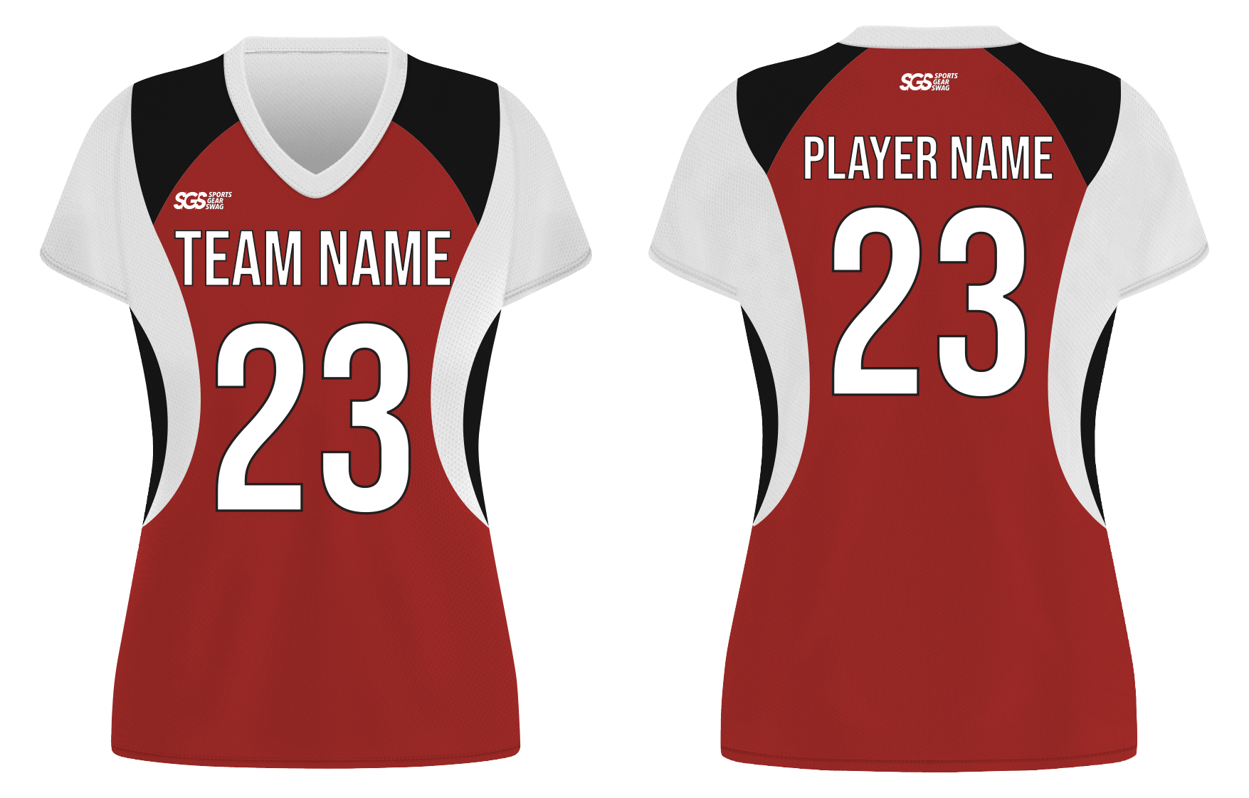 Custom red solids adult youth volleyball jersey - Jersey