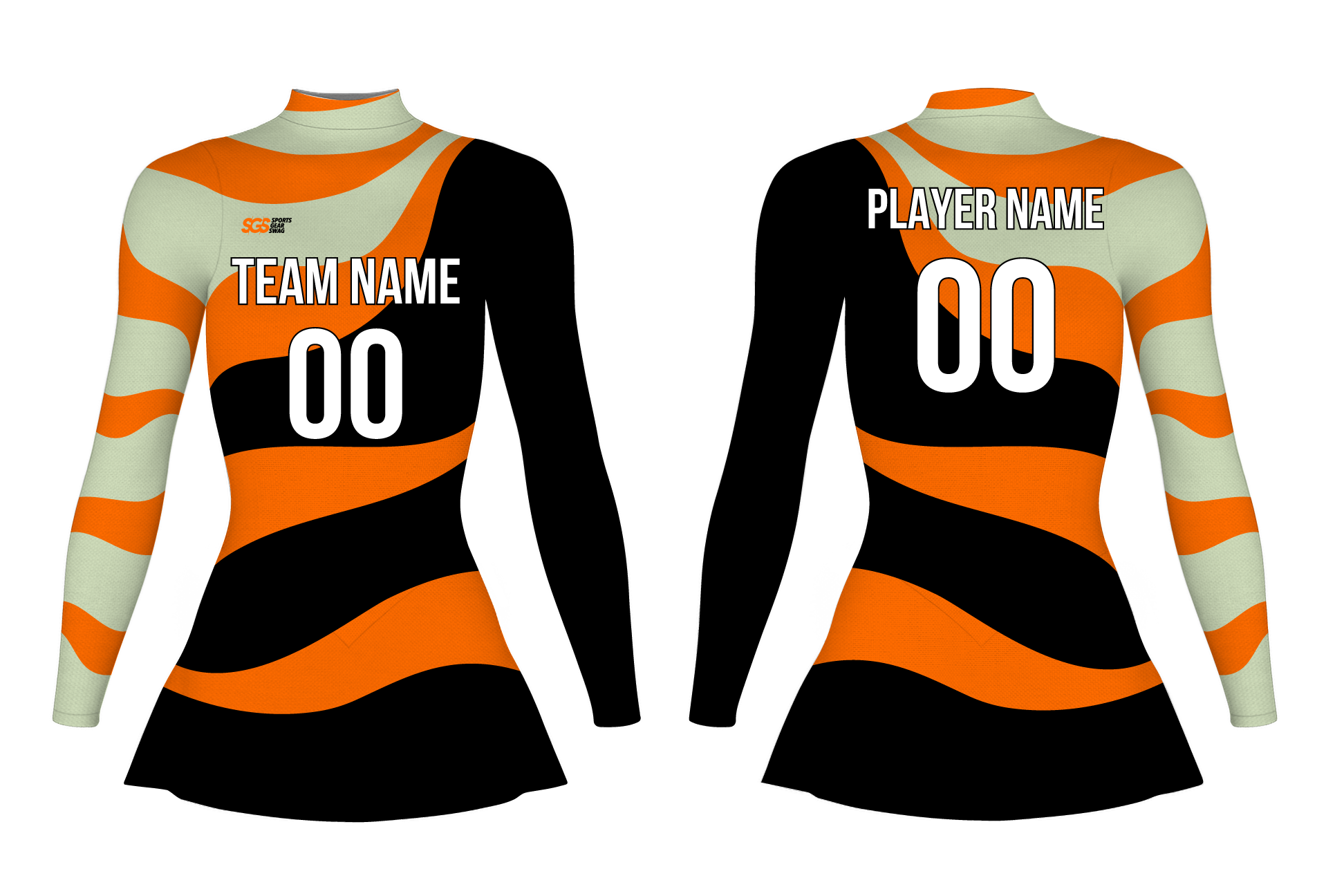 Custom figure skating long sleeve one piece uniform tiger stripe twirl adult youth plain skirt - Figure-skating-one-piece-uniforms