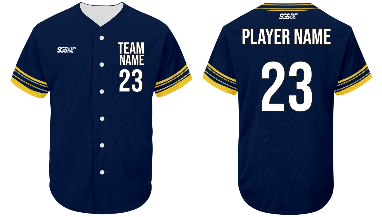 Custom navy sunrise stripes adult youth unisex full buttons softball jersey - Jersey