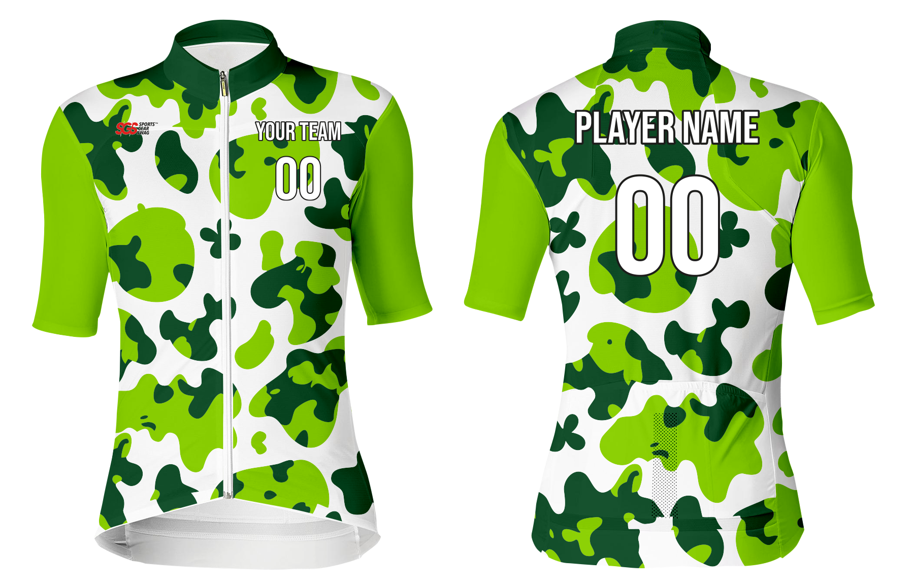 Custom cycling short sleeve adult youth unisex classy verdant camo - Jersey