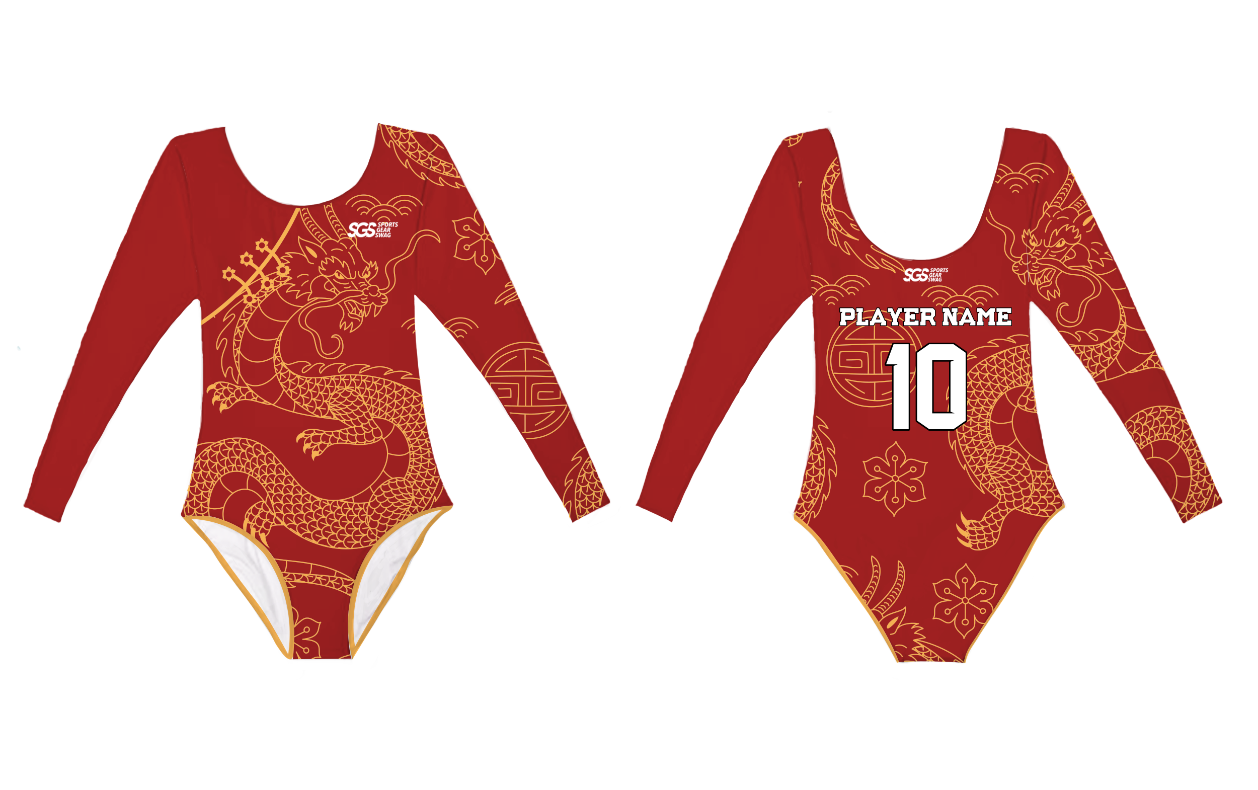 Custom long sleeve gymnastic uniform adult youth majestic dragon - Gymnastics-uniforms