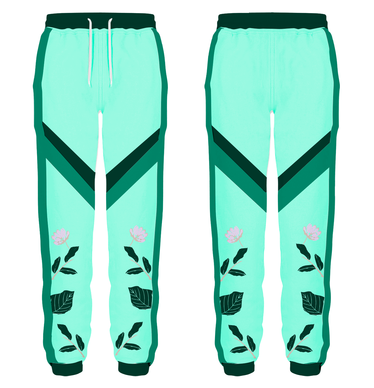Custom bottom side leaves flower adult youth unisex sweatpants - Sweatpant