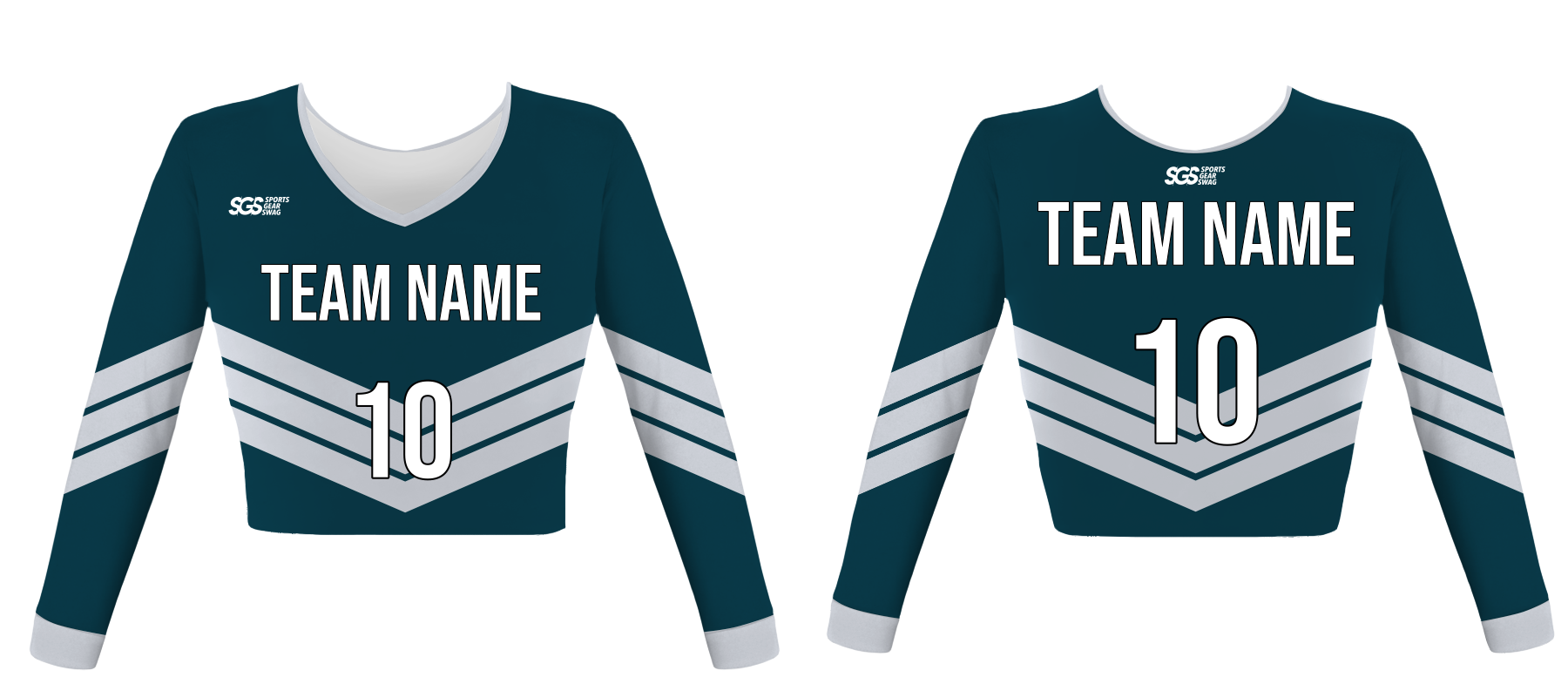 Custom three lines youth adult unisex cheerleading long sleeve crop top jersey - Jersey