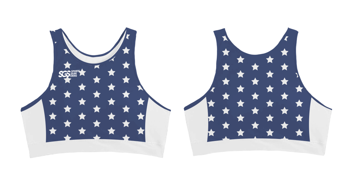 Custom two-piece sporty bathing suit top dazzling skies - Swimming-tops