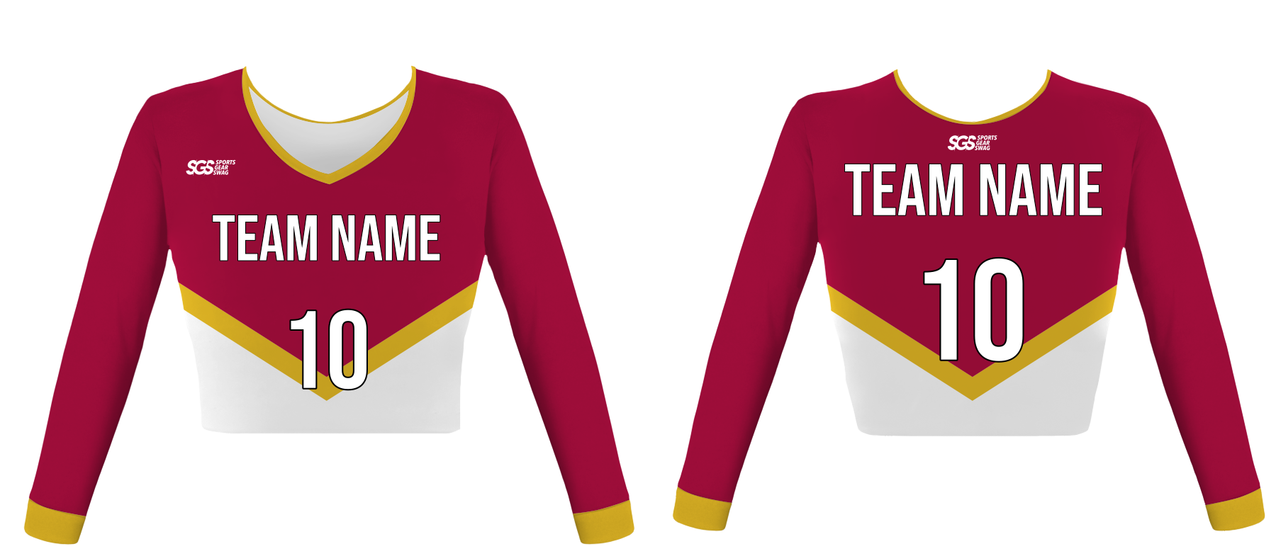 Custom dynamic solid youth adult unisex cheerleading long sleeve crop top jersey - Jersey