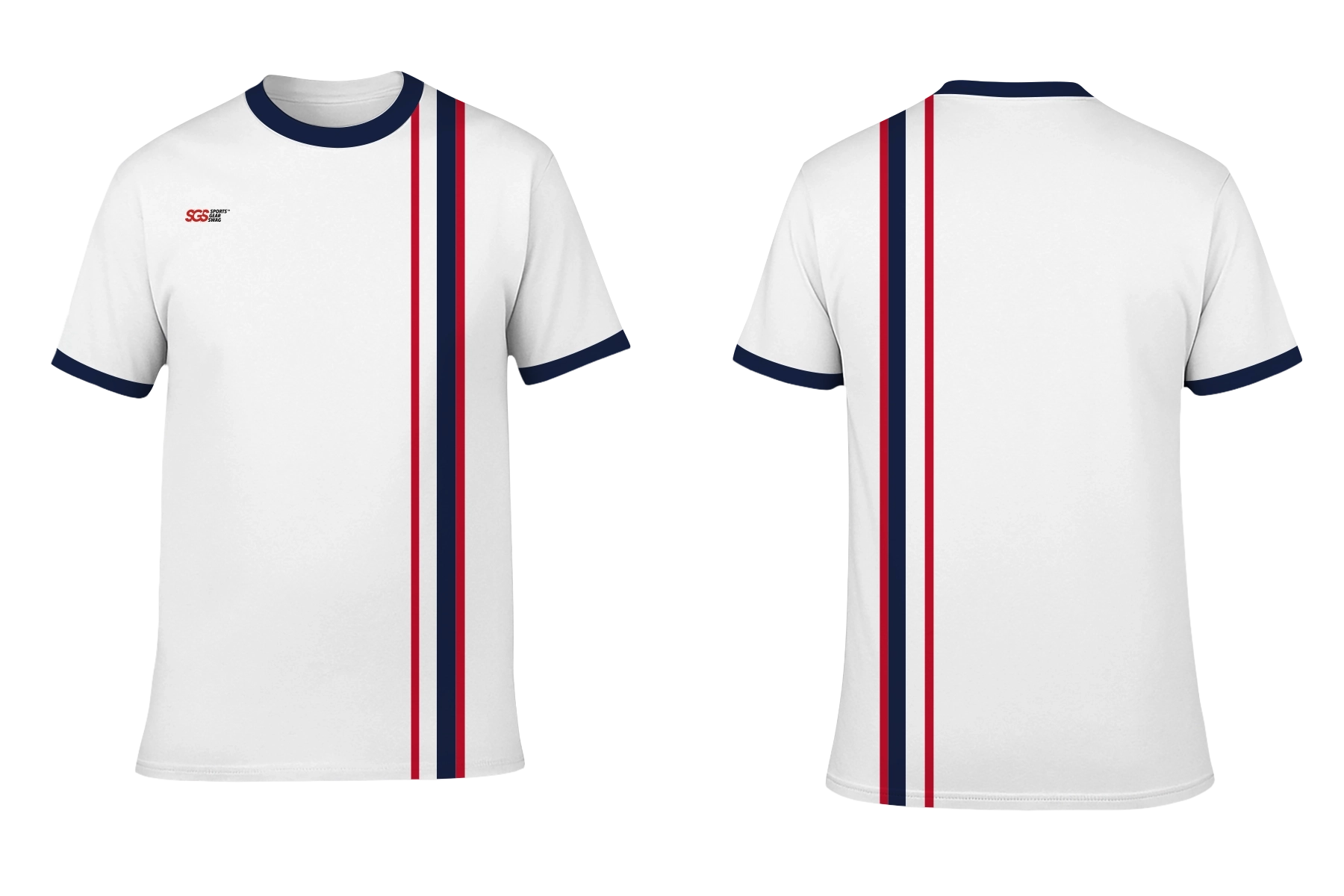 Custom short sleeve adult youth unisex white with blue line - Jersey