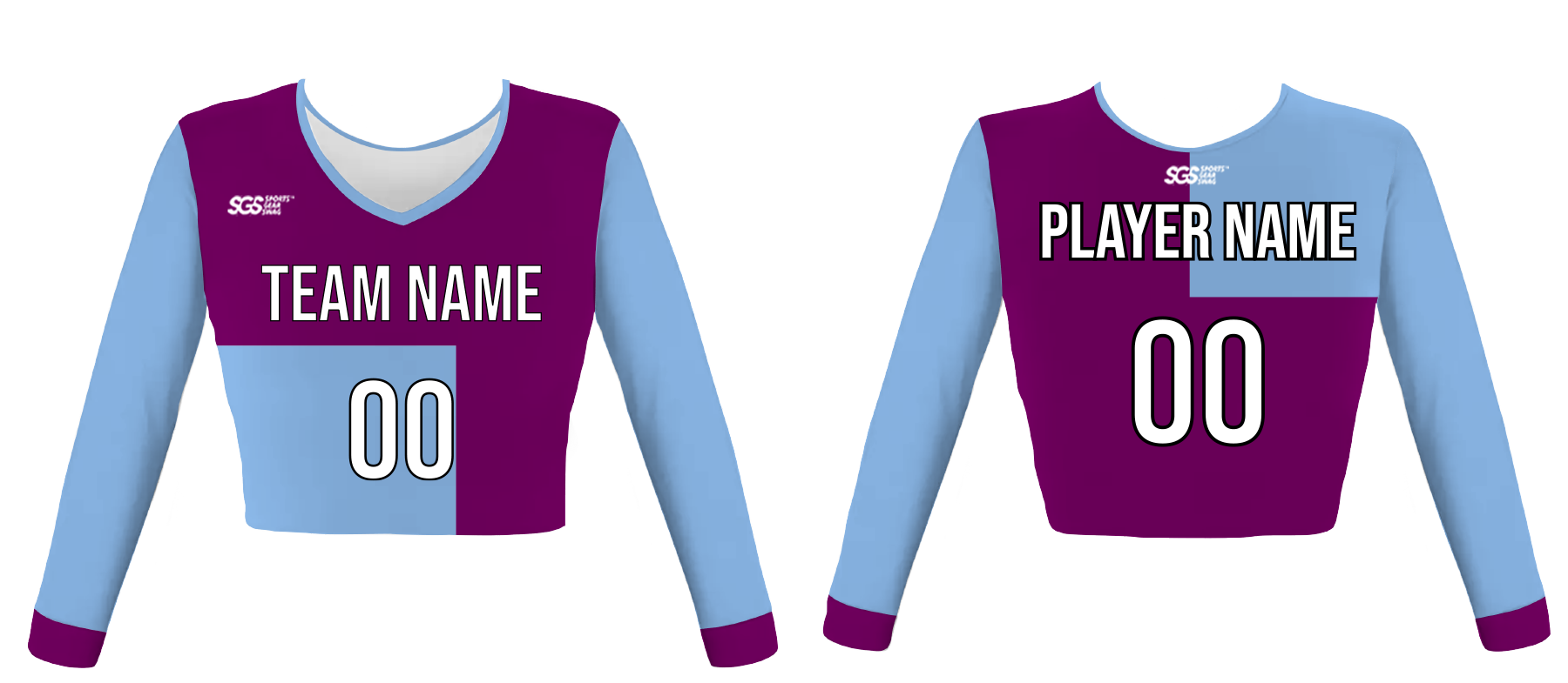 Custom royal lavender youth adult unisex cheerleading long sleeve crop top jersey - Jersey