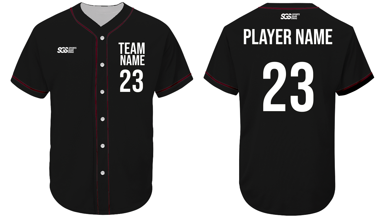Custom pitch black  adult youth unisex full buttons baseball jersey - Jersey