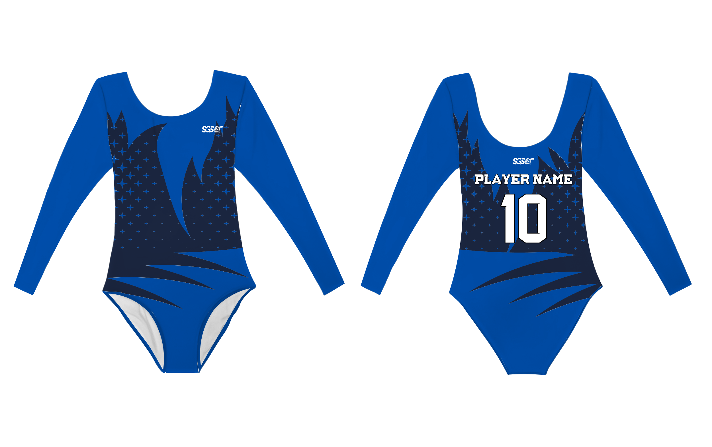 Custom long sleeve gymnastic uniform adult youth blue flames - Gymnastics-uniforms