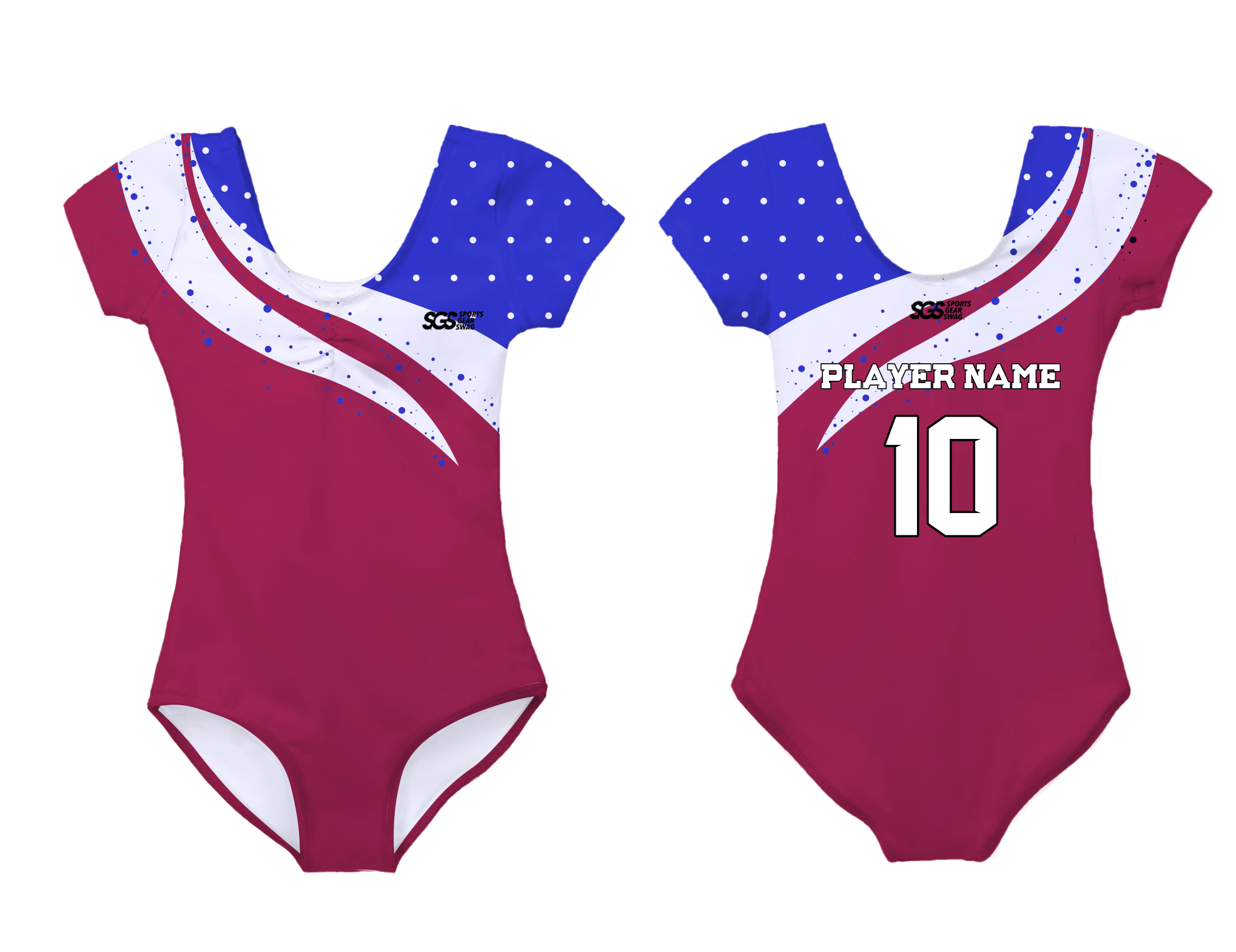 Custom short sleeve  gymnastic uniform adult youth patriotic wave - Gymnastics-uniforms