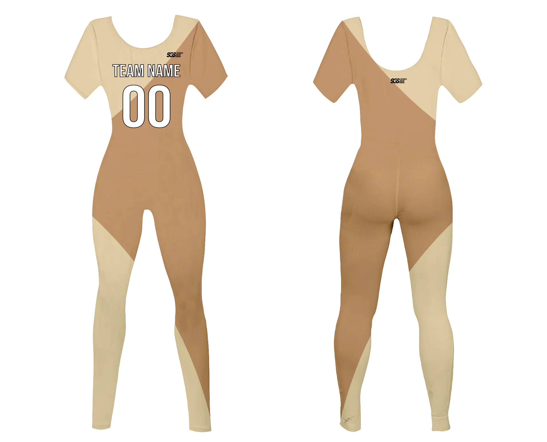 Custom women short sleeve dance bodysuit chestnut fusion - Dance-bodysuits