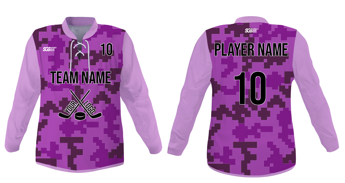 Custom purple dizzled youth unisex hockey jersey laces - Jersey