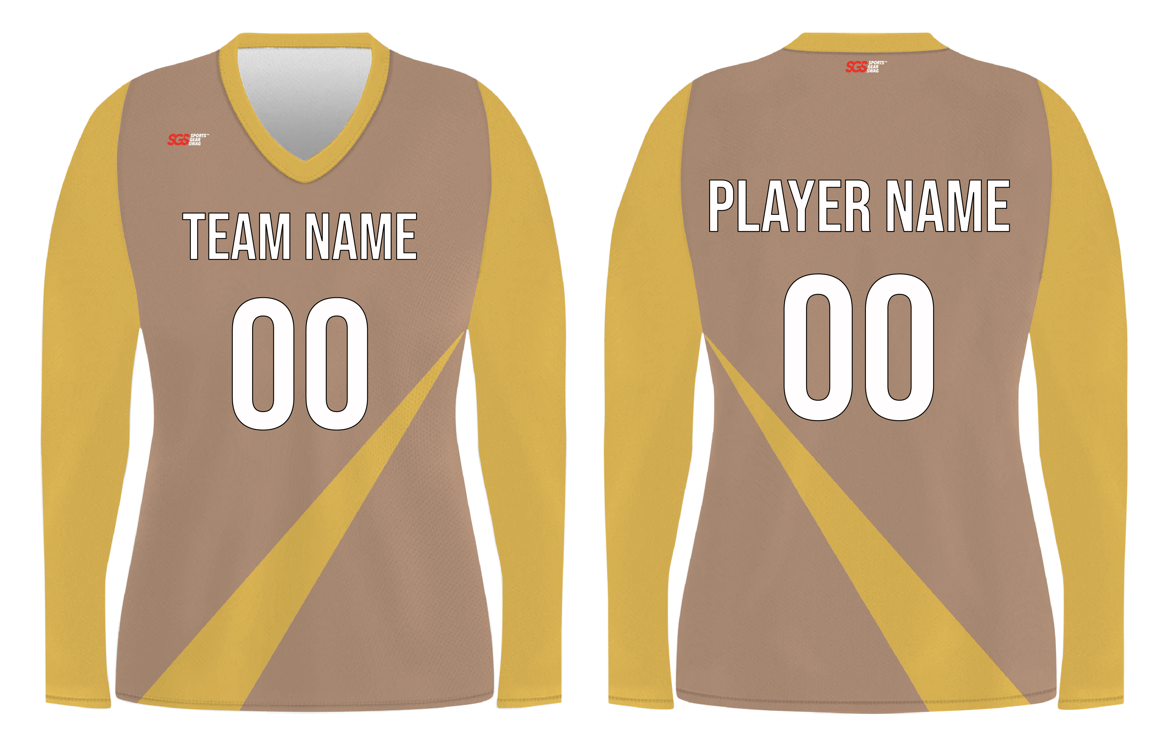 Custom light brown solids adult youth volleyball long sleeve jersey - Jersey