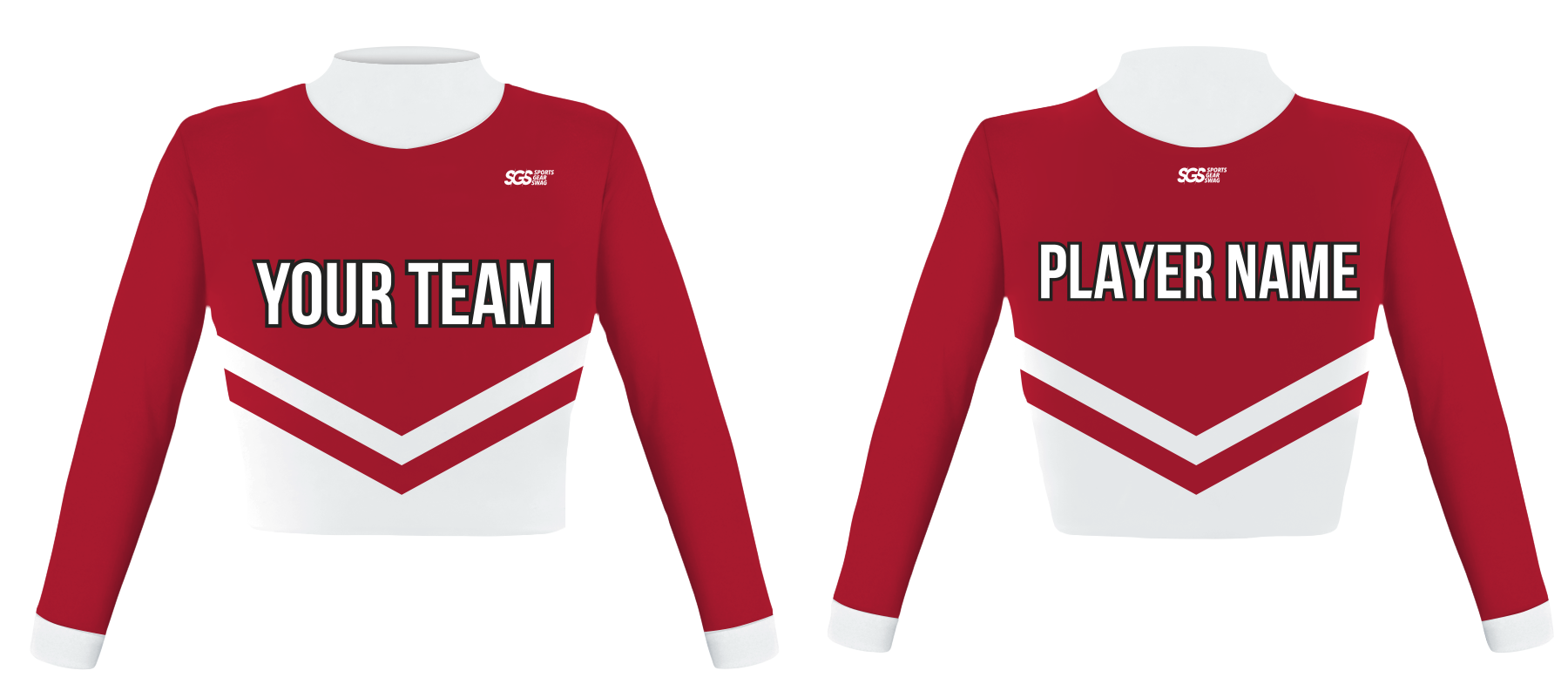 Custom white and red adult youth unisex cheerleading  long sleeve turtle neck jersey - Jersey