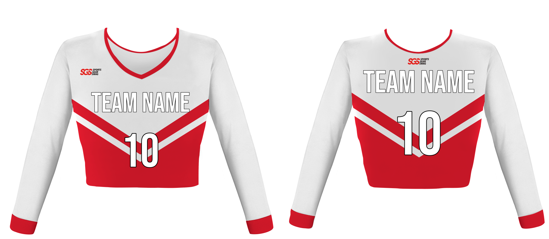 Custom solid two tone youth adult unisex cheerleading long sleeve crop top jersey - Jersey