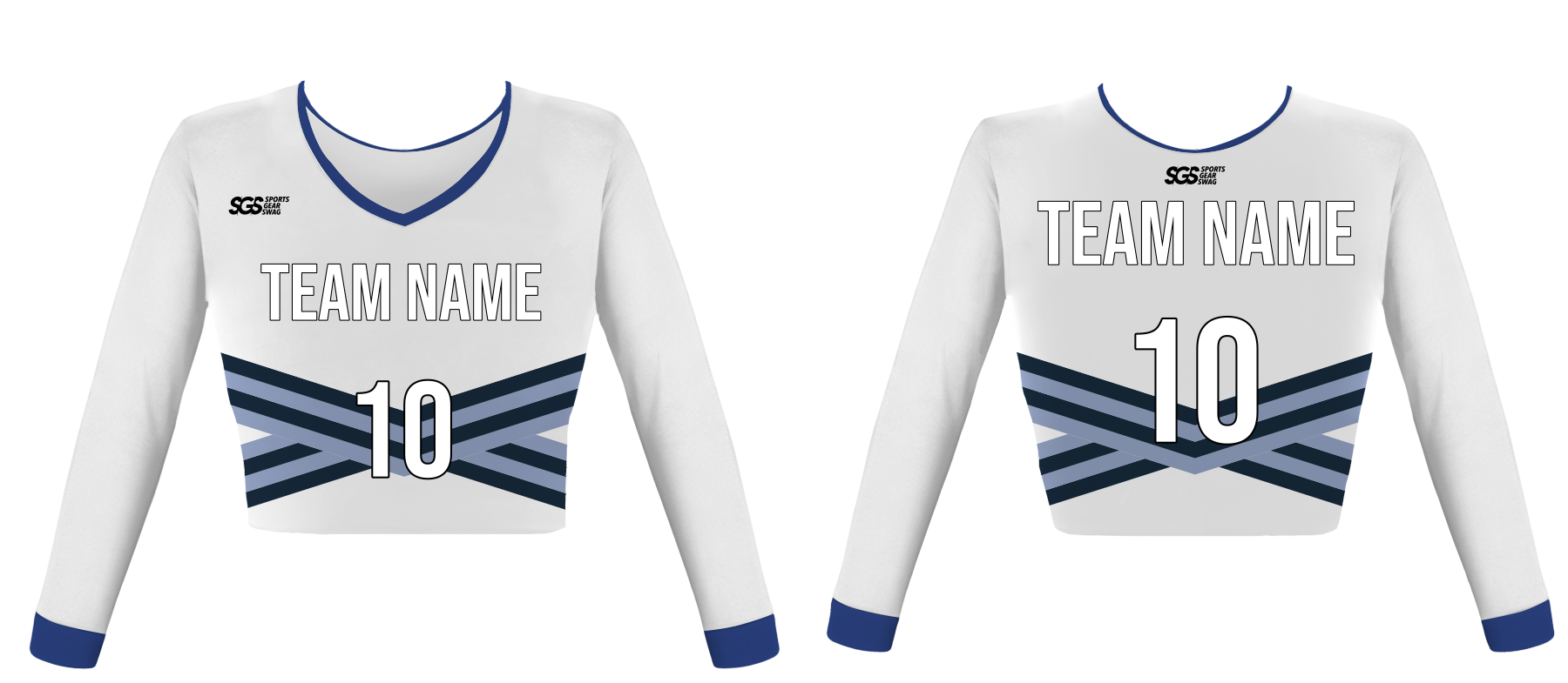 Custom curved lines youth adult unisex cheerleading long sleeve crop top jersey - Jersey
