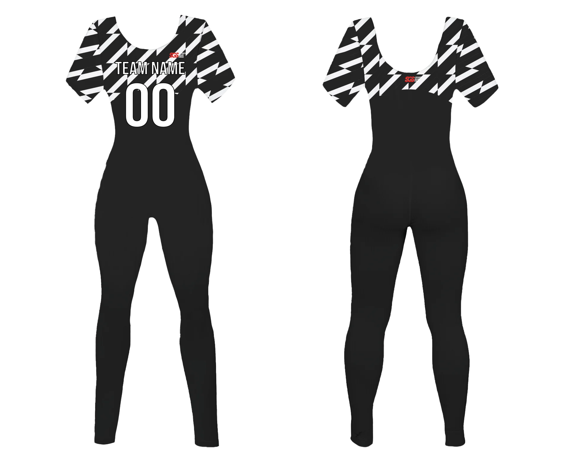 Custom women short sleeve dance bodysuit powerline - Dance-bodysuits