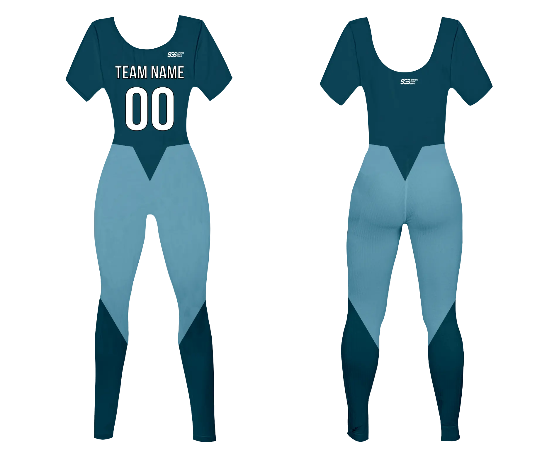 Custom women short sleeve dance bodysuit sapphire glide - Dance-bodysuits