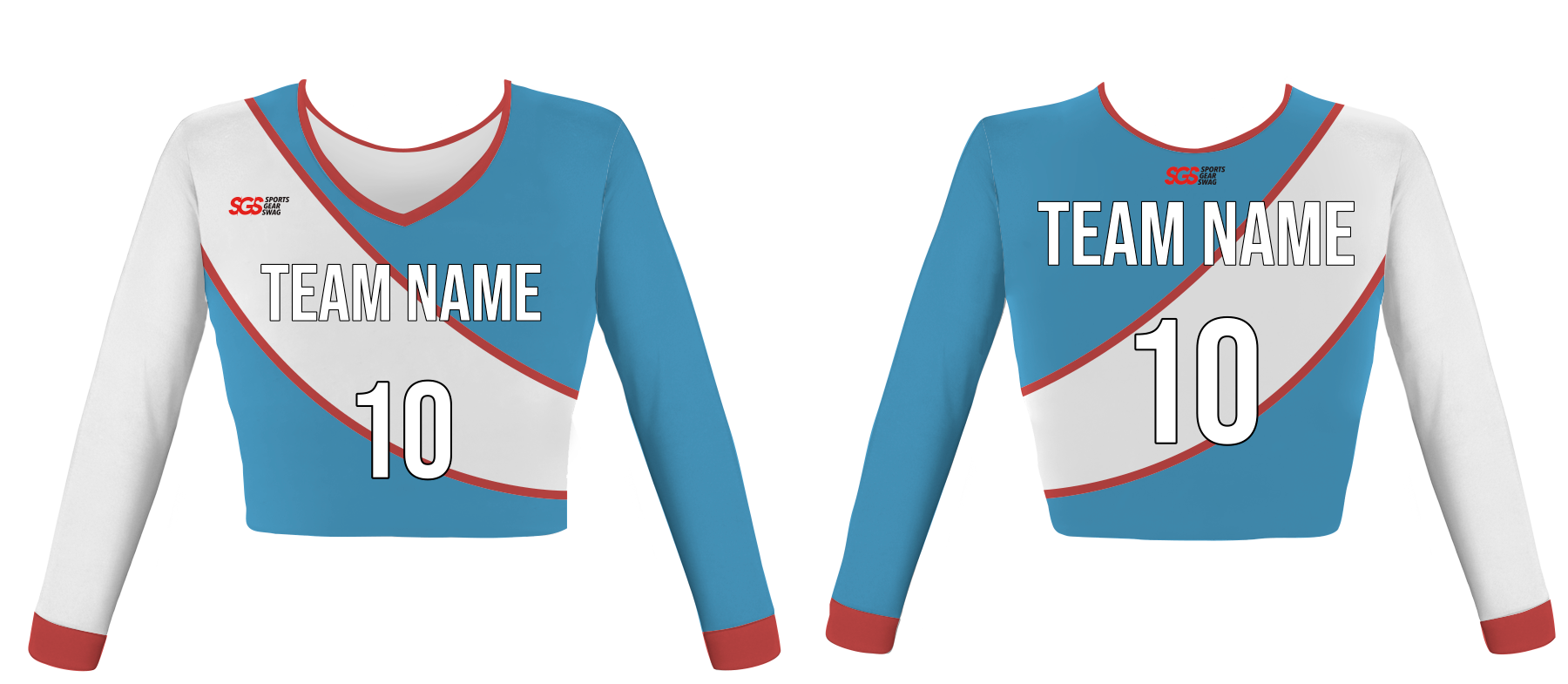 Custom unicolor youth adult unisex cheerleading long sleeve crop top jersey - Jersey