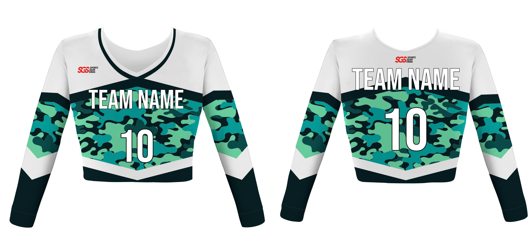 Custom shamrock camo fusion youth adult unisex cheerleading long sleeve crop top jersey - Jersey