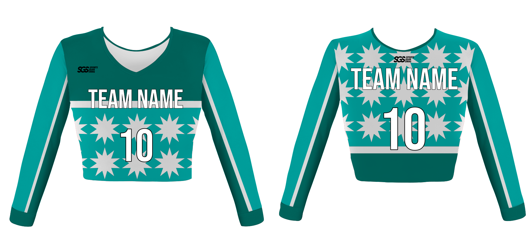 Custom starry mint youth adult unisex cheerleading long sleeve crop top jersey - Jersey