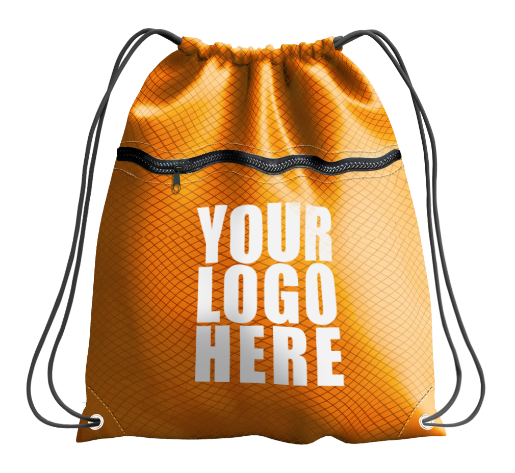Orange drawstring bag with zipper - Drawstring-bag
