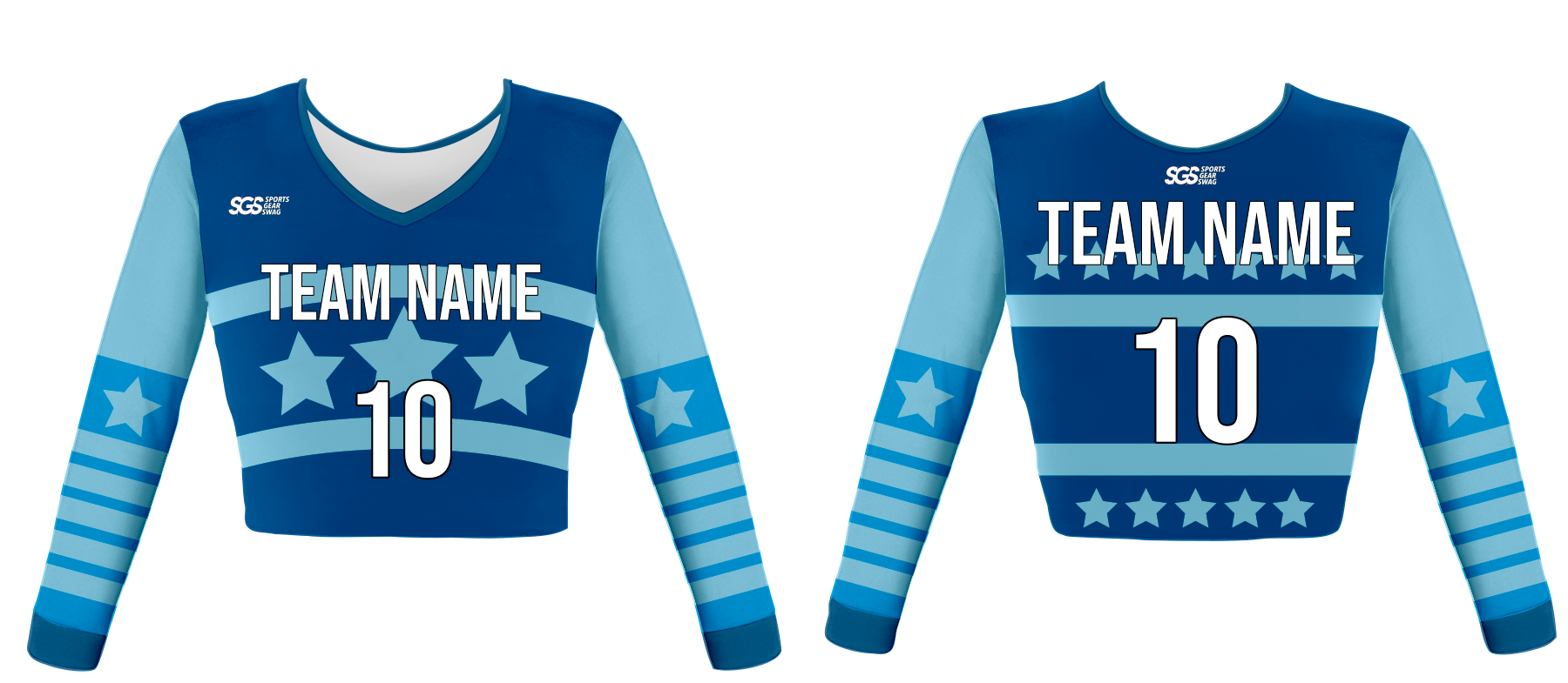 Custom cosmic star symmetry youth adult unisex cheerleading long sleeve crop top jersey - Jersey