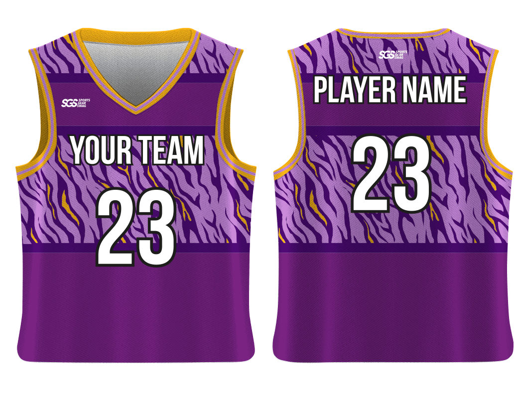 Custom tiger skin design adult youth unisex basketball jersey - reversible uniform - Jersey