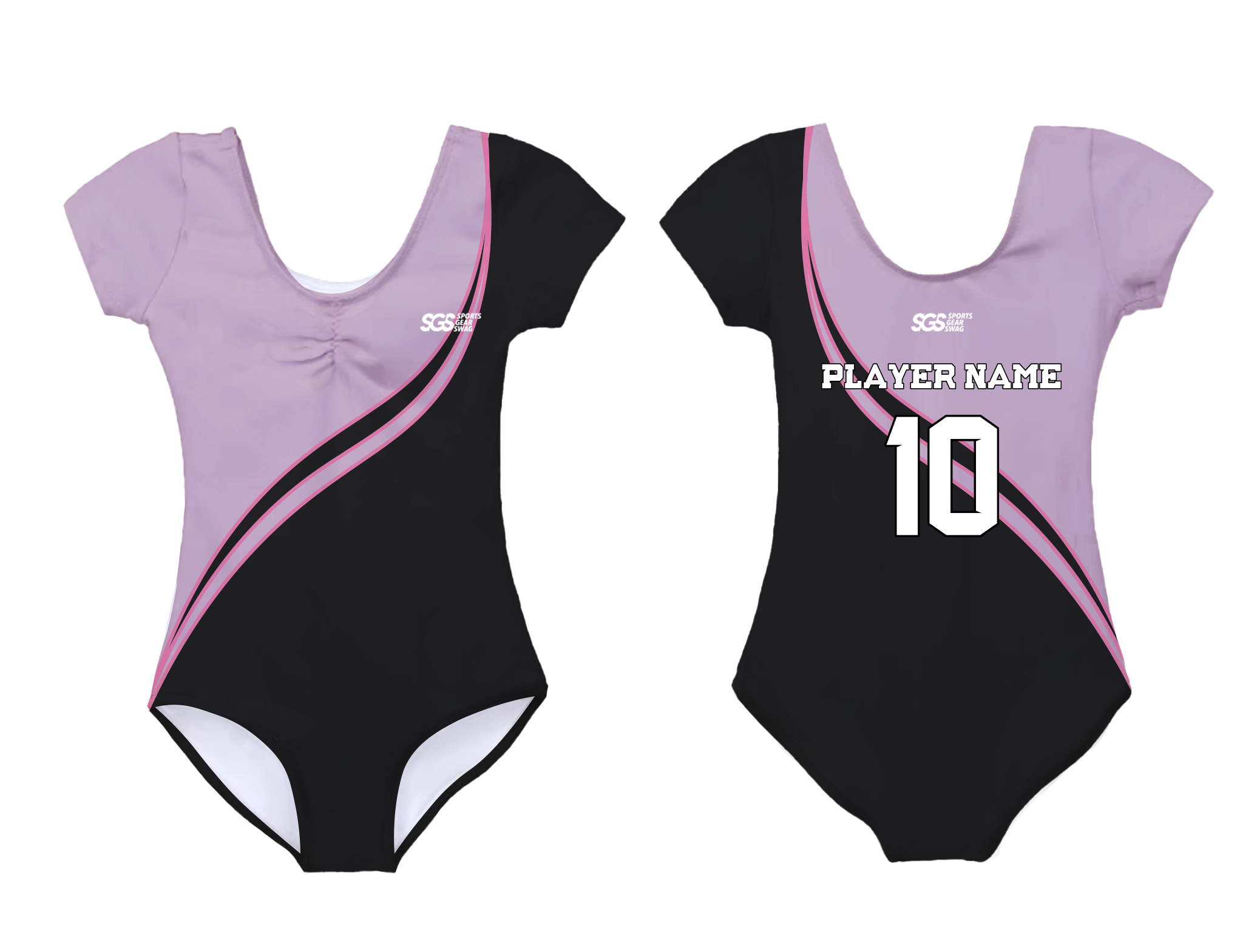 Custom short sleeve  gymnastic uniform adult youth pink noir - Gymnastics-uniforms