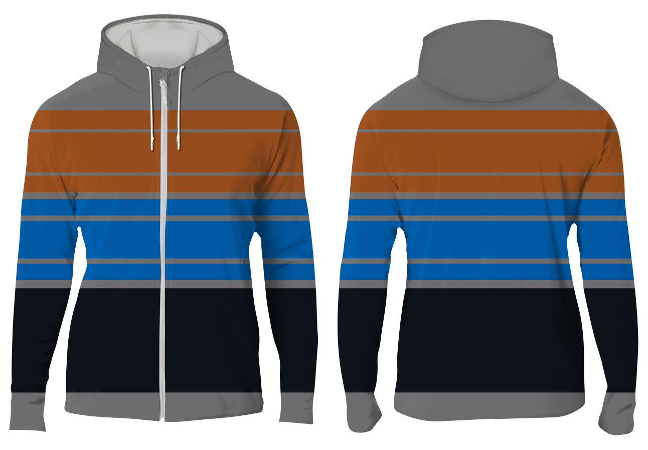 Custom three way stripe full-zip adult youth unisex hooded jacket - Jacket