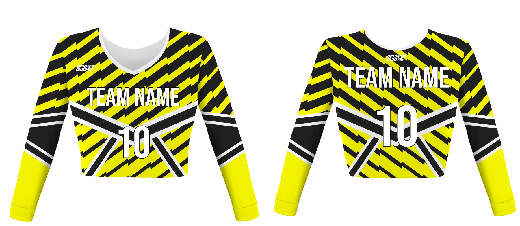 Custom bumblebee tracks youth adult unisex cheerleading long sleeve crop top jersey - Jersey