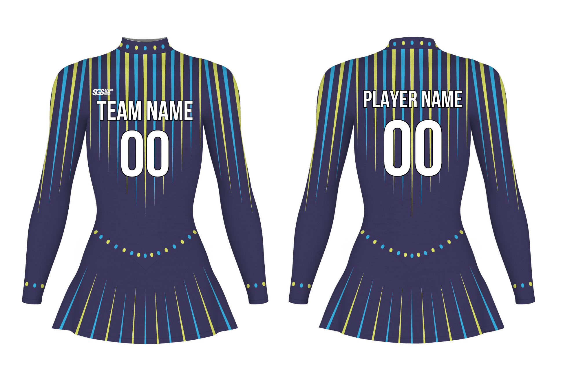 Custom figure skating long sleeve one piece uniform purple streak adult youth plain skirt - Figure-skating-one-piece-uniforms