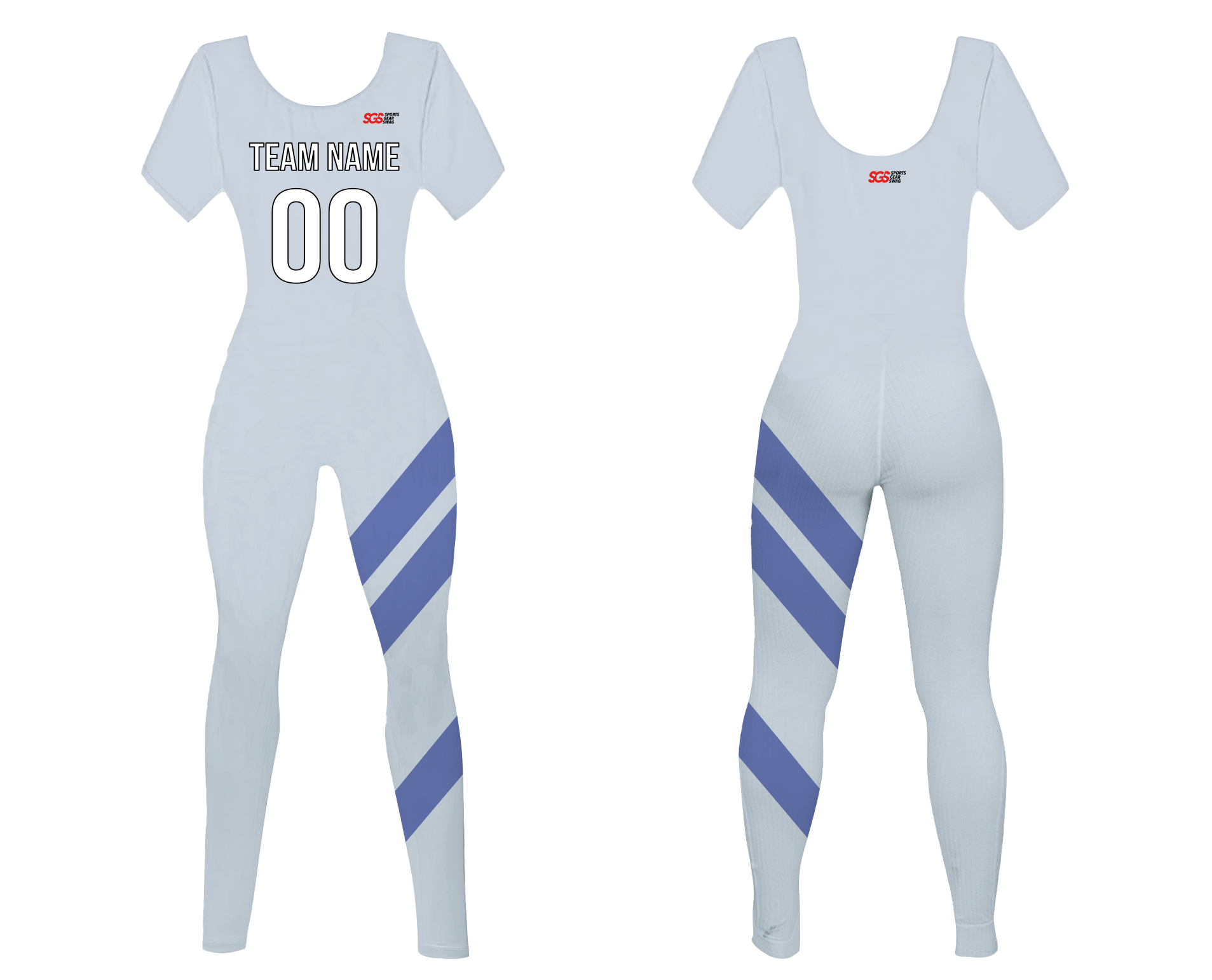 Custom women short sleeve dance bodysuit cobalt trace - Dance-bodysuits