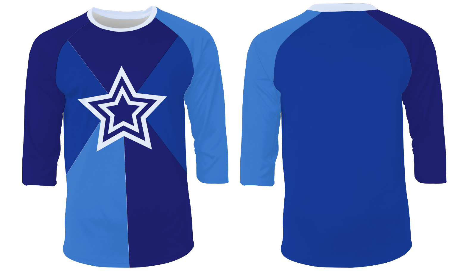 Custom dynamic star print 3/4 sleeve top - Shirt-3-4-sleeve