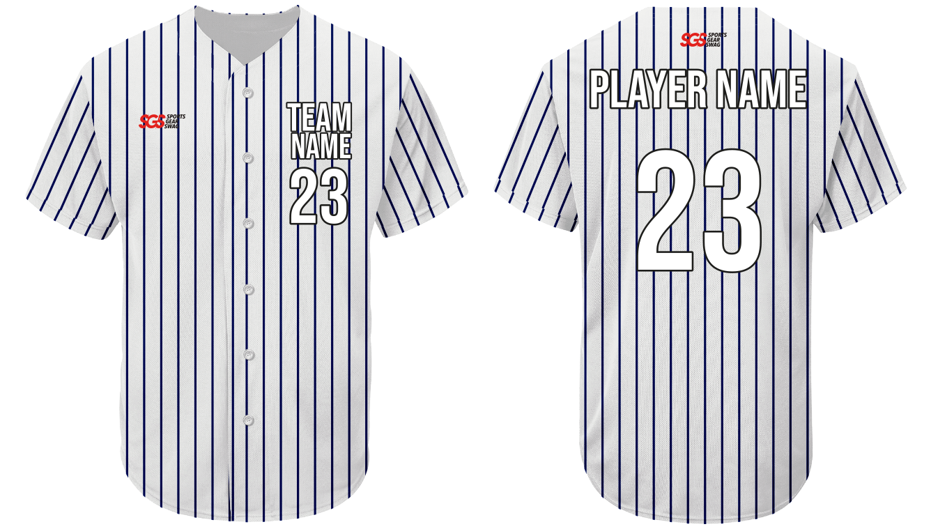 Custom classy white stripe adult youth unisex full buttons baseball jersey - Jersey