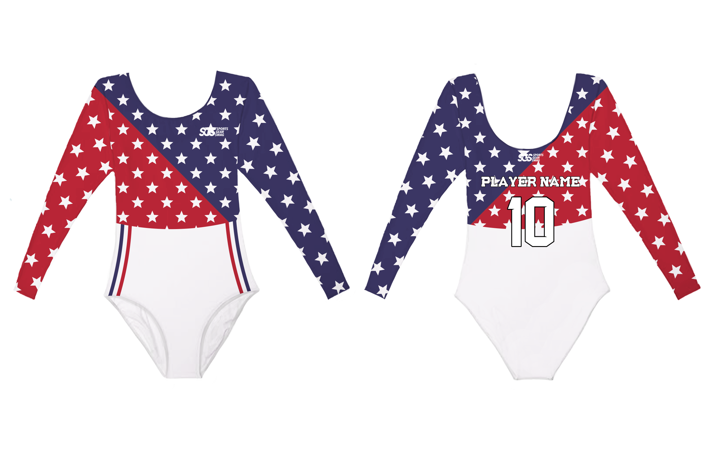 Custom long sleeve gymnastic uniform adult youth patriotic pride - Gymnastics-uniforms