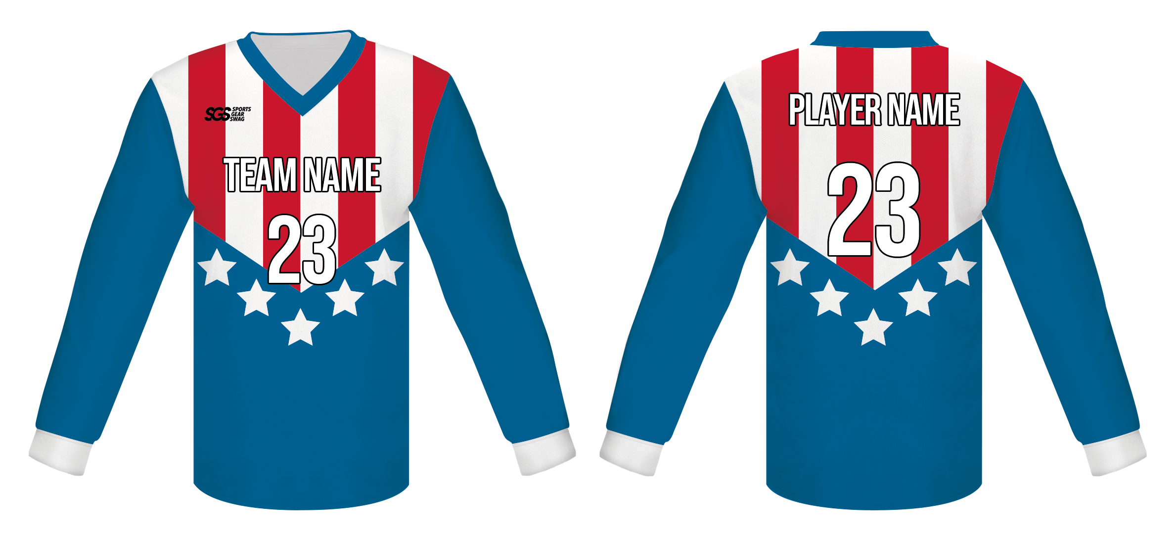 Custom five stars adult youth unisex cheerleading long sleeve jersey - Jersey