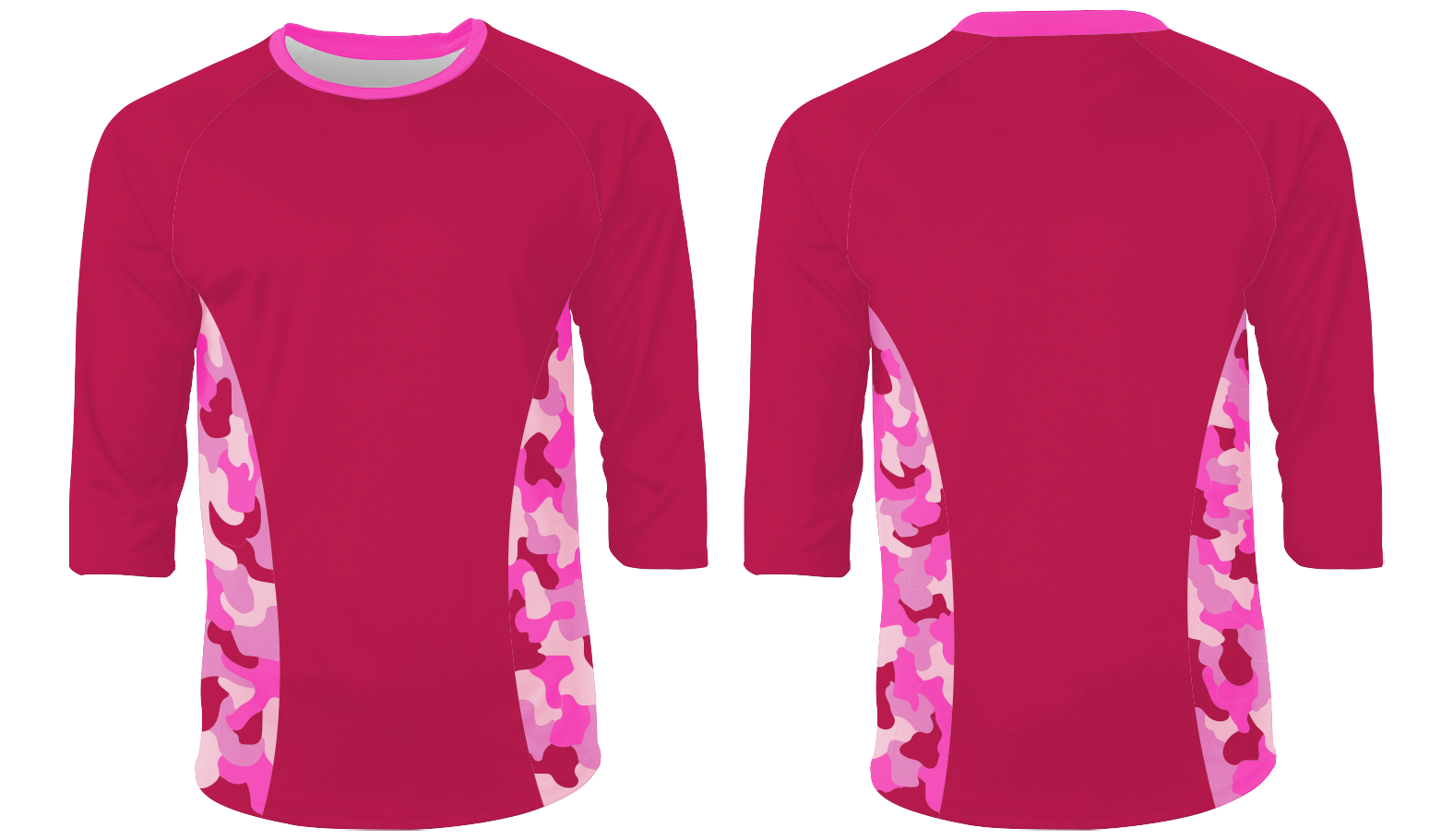 Custom side strips 3/4 sleeve adult youth unisex shirt - Shirt-3-4-sleeve