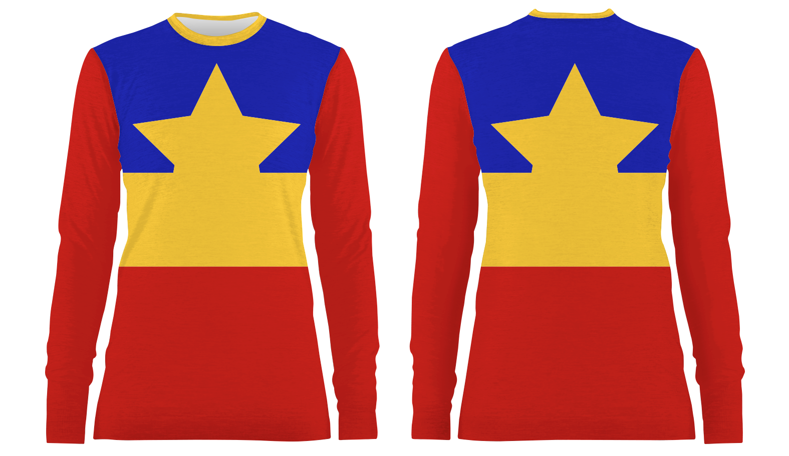Custom front & back star adult youth unisex long sleeve shirt - Shirt-long-sleeve