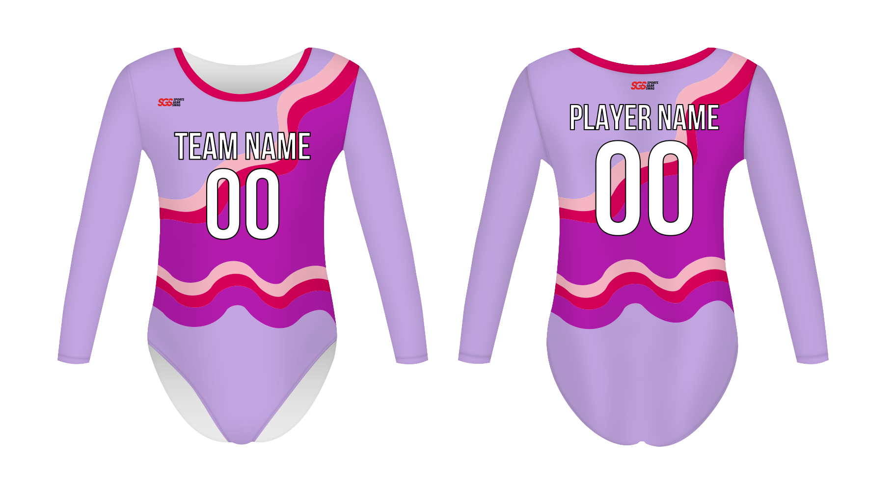 Custom women long sleeve one piece dance uniform wavy style - Dance-jerseys