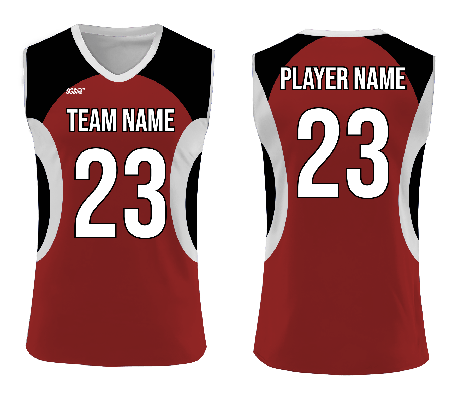 Custom red solids adult youth volleyball sleeveless jersey - Jersey