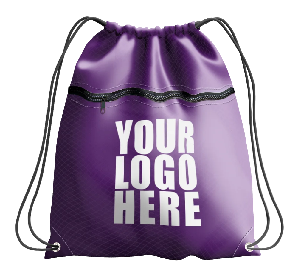 Drawstring bag with zipper amethyst wave - Drawstring-bag