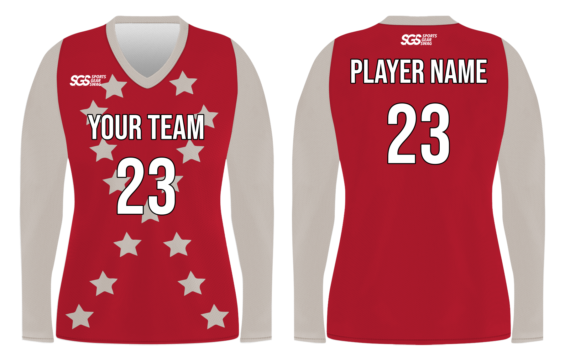 Custom peace stars adult youth volleyball long sleeve jersey - Jersey