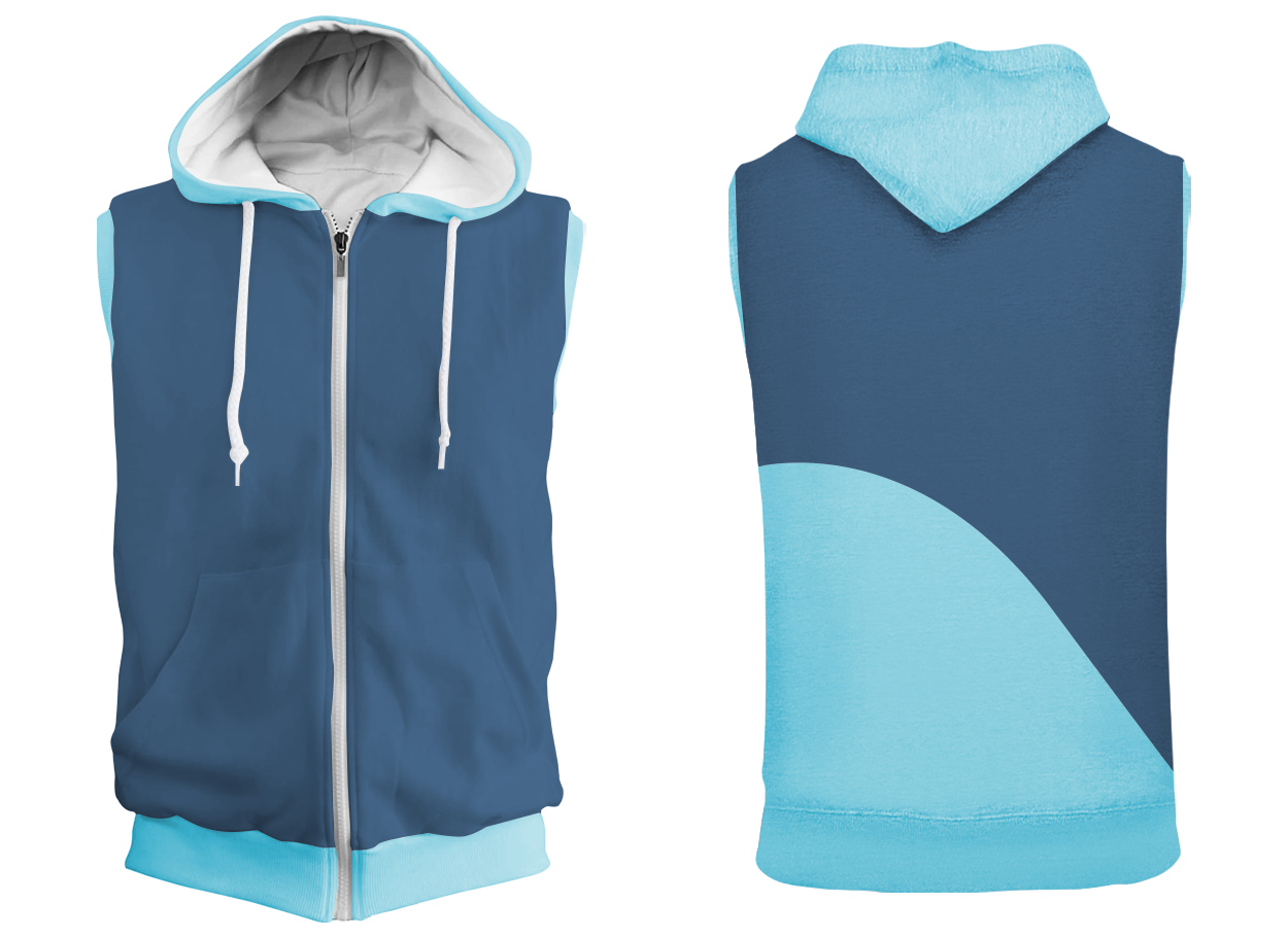 Custom Front Plain Solids Adult Youth Unisex Sleeveless Full Zip Hoodie - HOODIE