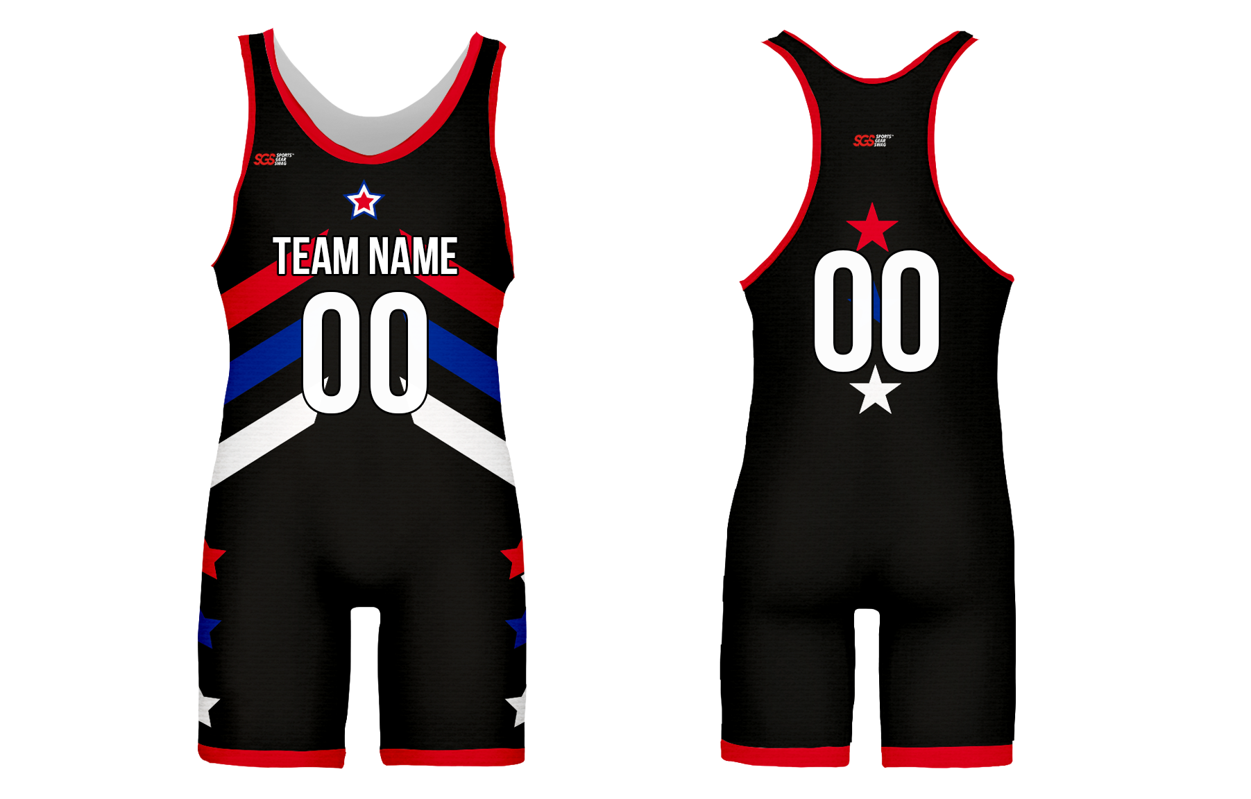 Custom stars & stripes classic adult youth unisex wrestling singlets - Wrestling-singlets